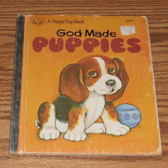 “GOD MADE PUPPIES” A Happy Day book vintage 1980 Hardcover Kids ~Marian Bennett - Picture 2 of 4